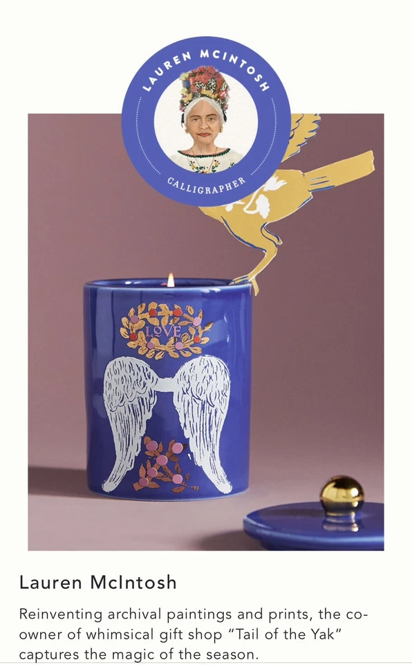 NUEVO TARRO ANTHROPOLOGIE VELA LAUREN McINTOSH AMOR AMOR ALAS DE ÁNGEL REINA CERA Foto 3 de 4