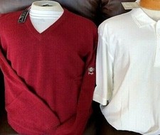New Mens Pringle XL,2X Wine V-neck Cotton L/S Sweater with Pringle Sleeve Logo