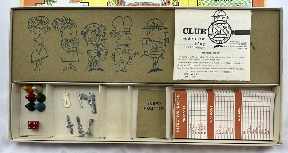1963 Clue Game by Parker Brothers Complete in Good Condition FREE SHIPPING - Image 2 of 4
