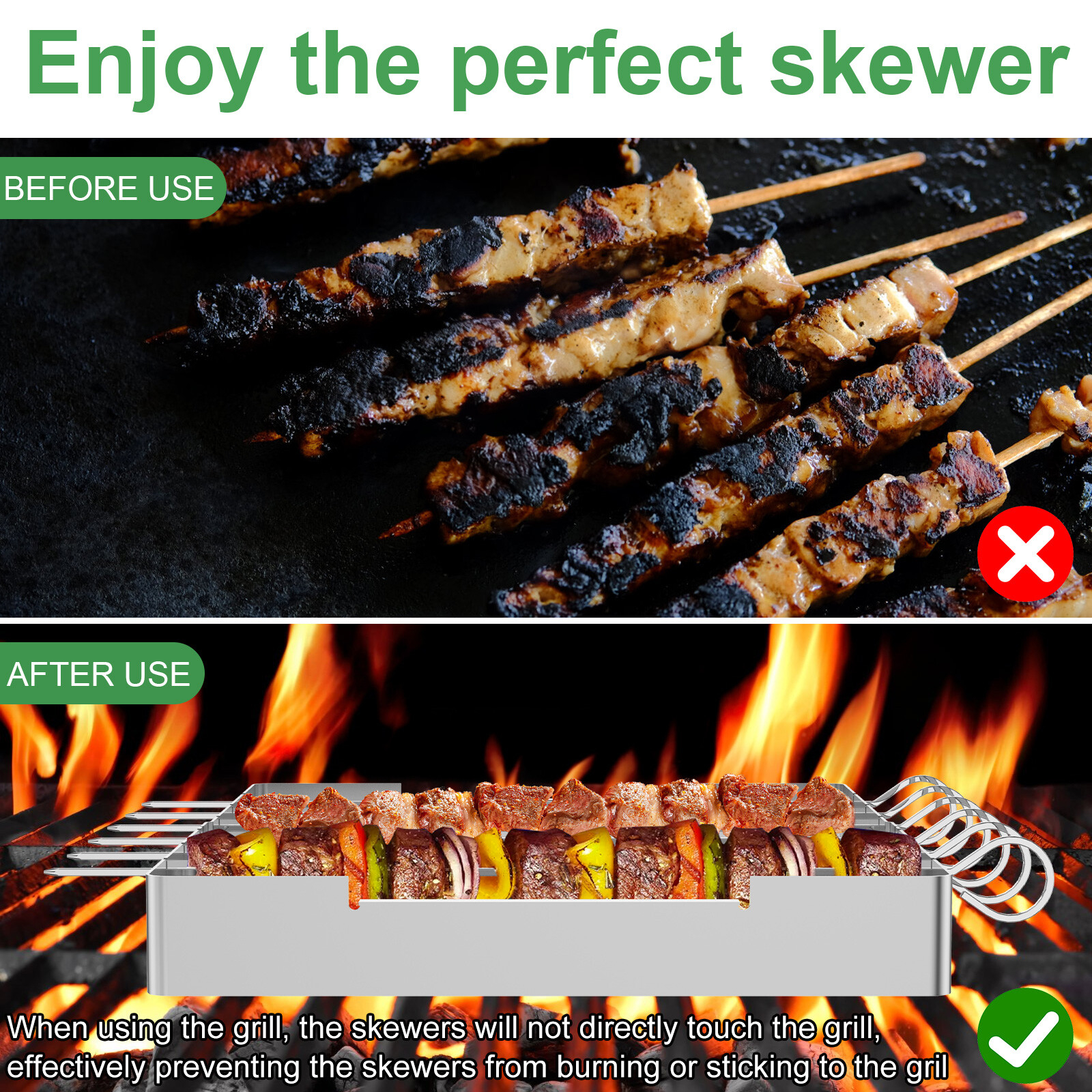 BBQ Skewer Rack Stainless Steel Barbecue Kabob Skewer Rack with 6 Skewers FA eBay
