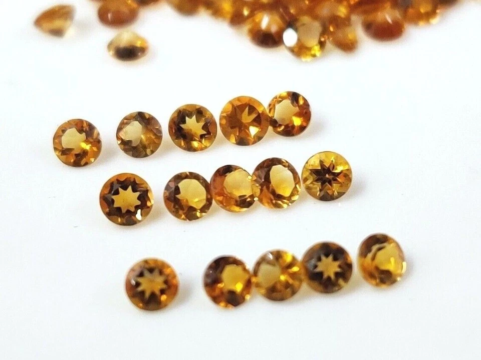 Natural AAA Golden Citrine Round Cut 3mm For Jewelry Making Loose Gemstone Lot - Image 2 of 4