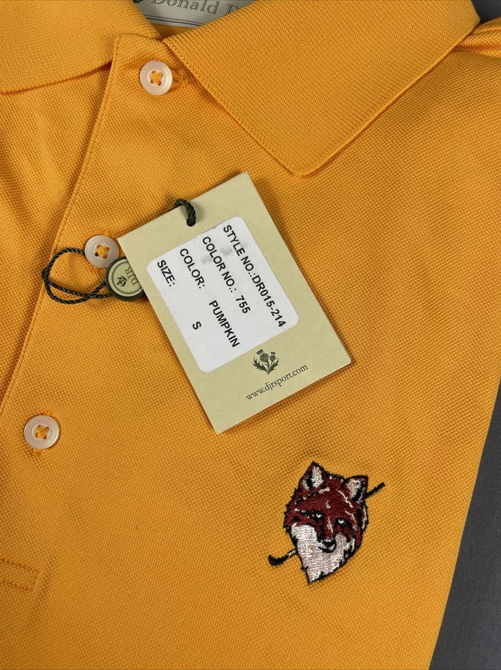 Donald Ross Golf Shirt Polo Chest Logo Small Orange Polyester NWT MSRP