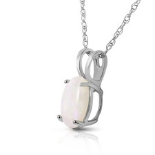 14K. SOLID GOLD NECKLACE WITH NATURAL OPAL White Gold 