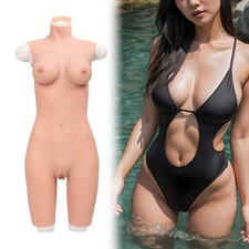 D Cup Silicone Bodysuit Tight Suit Breast Forms Fake Boobs For Crossdresser