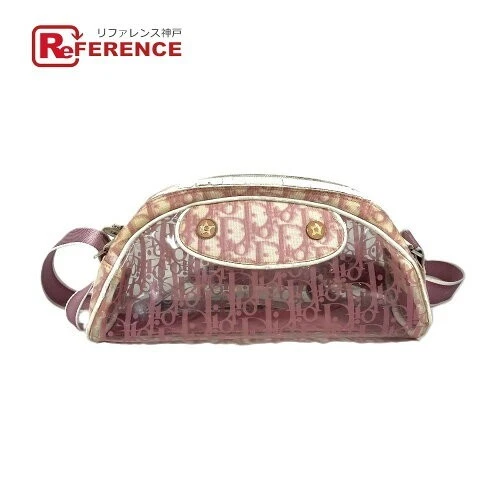 CHRISTIAN DIOR Sac à bandoulière trotteur toile PVC cuir rose avec sac à poussière