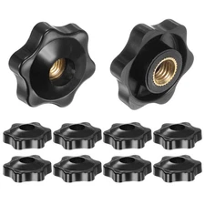 10pcs Star Knobs M8 Thread 32mm Head Through Hole Clamping Handles Black