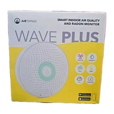 Airthings Wave Plus 2930 - Radon & Air Quality Monitor, Battery Powered, White