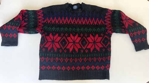 VTG GAP Men’s Fisherman Nordic Fair Isle Crew Neck Ski Snowflake Wool Sweater - Picture 2 of 15