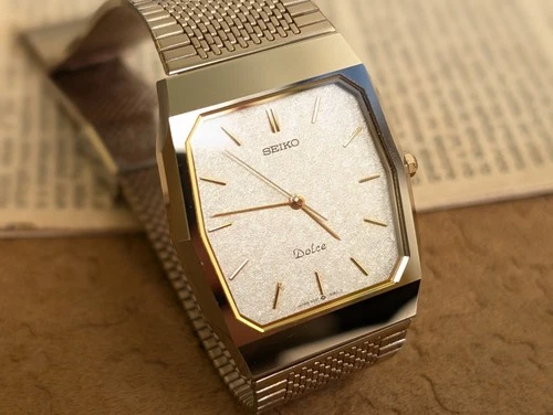 Vintage 1980's SEIKO Dolce 9531-5150 Gold Quartz Tank Men's Watch 29mm