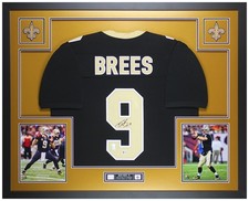 Drew Brees Autographed and Framed Black New Orleans Jersey Auto Beckett COA