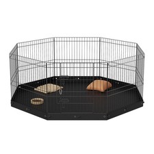 Dog Playpen 8 Panels Foldable Metal Dog Exercise Pen W/ Bottom Pad 24" H