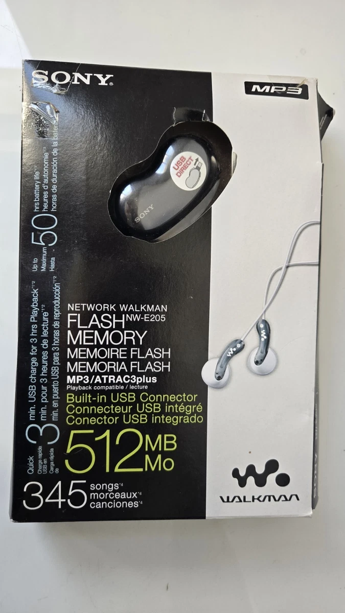 Neuf Sony NW-E205 MP3 512MB boite Walkman Network Flash Memory USB Serie B noir