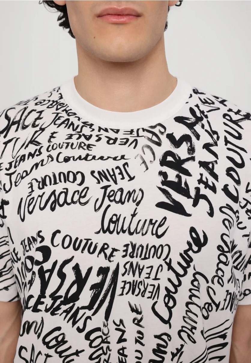 -65%OFF Versace Jeans Couture VJC White T-Shirt LOGOMANIA Tshirt sz L regular thumbnail 2