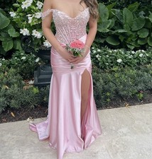 Sherri Hill Prom Dress Pink Satin With Lace Corset Size 0 Extra Beads Worn Once