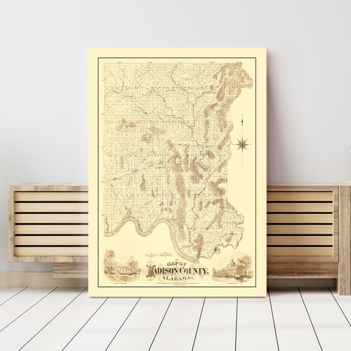 Old Map of Madison County, AL 1875 - Vintage Alabama Art - Picture 3 of 29