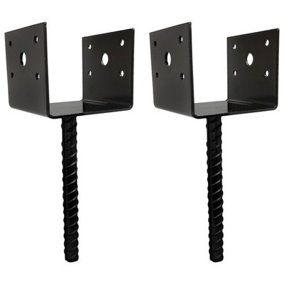 U Shaped 4x4 Deck Post Concrete Anchor Spike, Fence Post Base, Black Powder C...