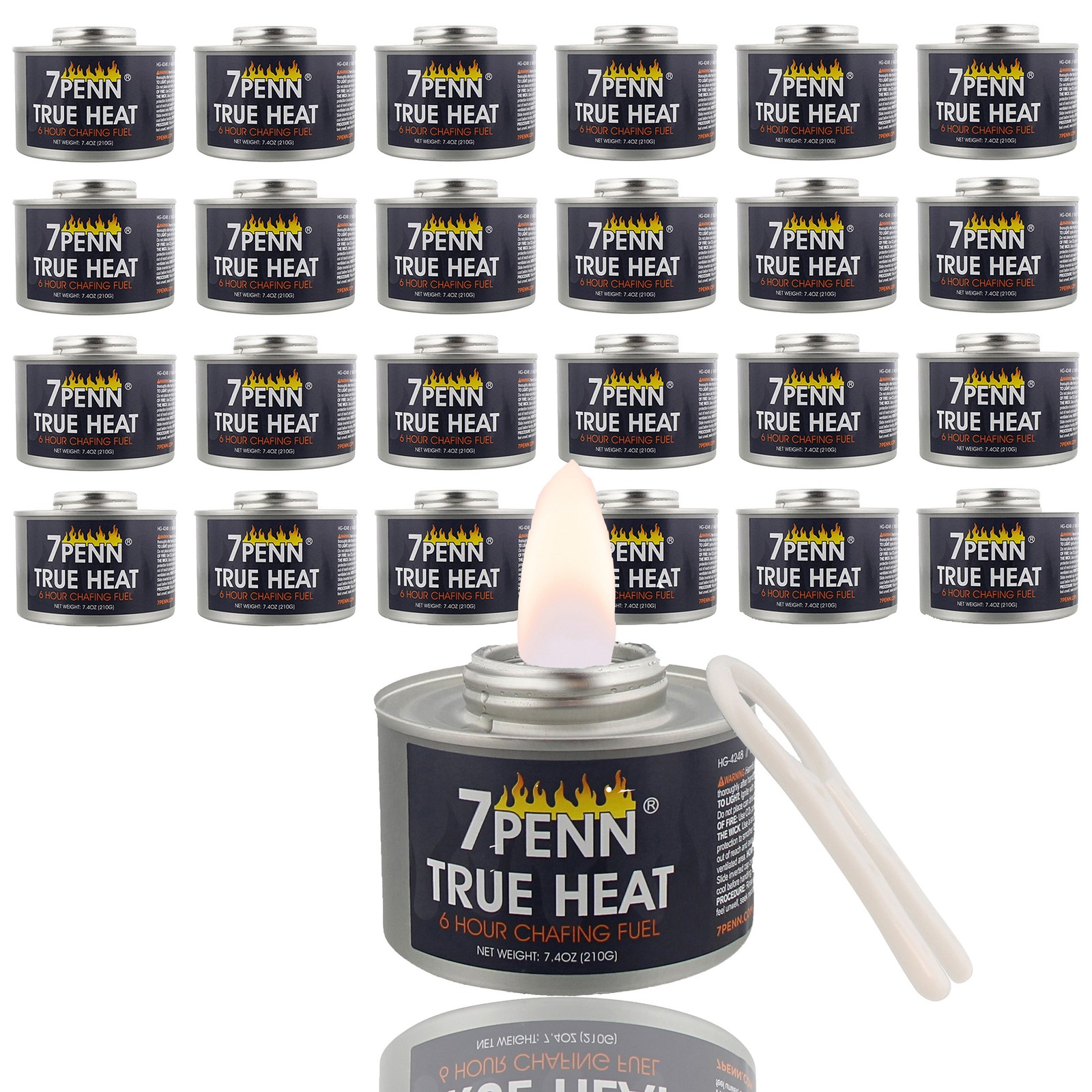 7Penn 6 Hour Fuel for Chafing Dish - 24pk Chafing Dish Burners with Lid Openers