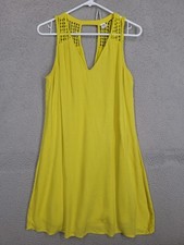 Old Navy Yellow Sleeveless Dress Small Chartreuse Knee Length V Neck Swing
