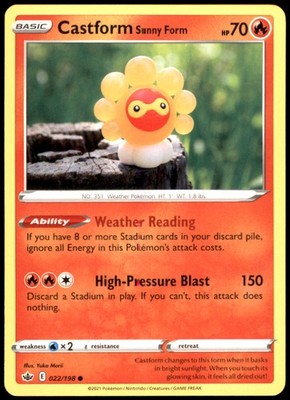 Castform Sunny Form 022/198 SWSH06: Chilling Reign Regular LP Pokemon TCG