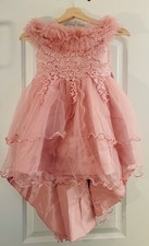 BLUSH Size 5Y Flower Girl Dress Bridesmaid Formal tulle Lace appliques