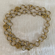 VICTORIA'S SECRET Vintage Gold Medallion Chain Belt Chain FULL LENGTH 38"