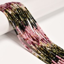 01-Multi Color Tourmaline Gradient Faceted Rondelle Beads 2x3mm 15.5" Strand