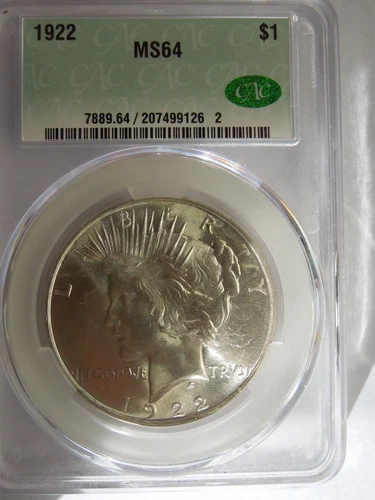 CACG MS 64 1922 Peace Dollar