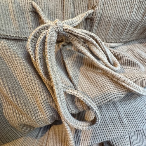 SKIMS Kim Kardashian Soft Lounge Ribbed Drawstring Sleep Pants Camel Brown M - Picture 7 of 8