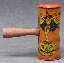 Vintage Halloween Noise Maker Rattle Owl Witch Broomstick Black Cat Bat Kirchhof