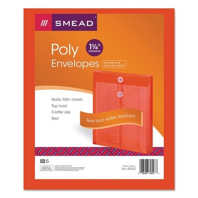 Poly Envelope, 1-1/4 Expansion, String-Tie Closure, Top Load, Letter Size, Re...
