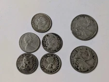 7 Canadian Silver Coins Lot - 10 Cent, 25 Cent, Dime Quarter $50.35 Melt Value 