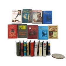 SHERLOCK HOLMES SET 9 Pc Dollhouse Miniature Books 1:12 Scale Prop Faux Books