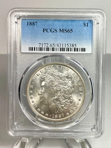 1887 Morgan Silver Dollar PCGS MS65 Blast White