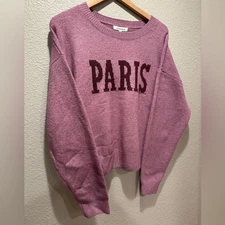 Hooked Up Pink-Mauve Paris Sweater in XL NWT