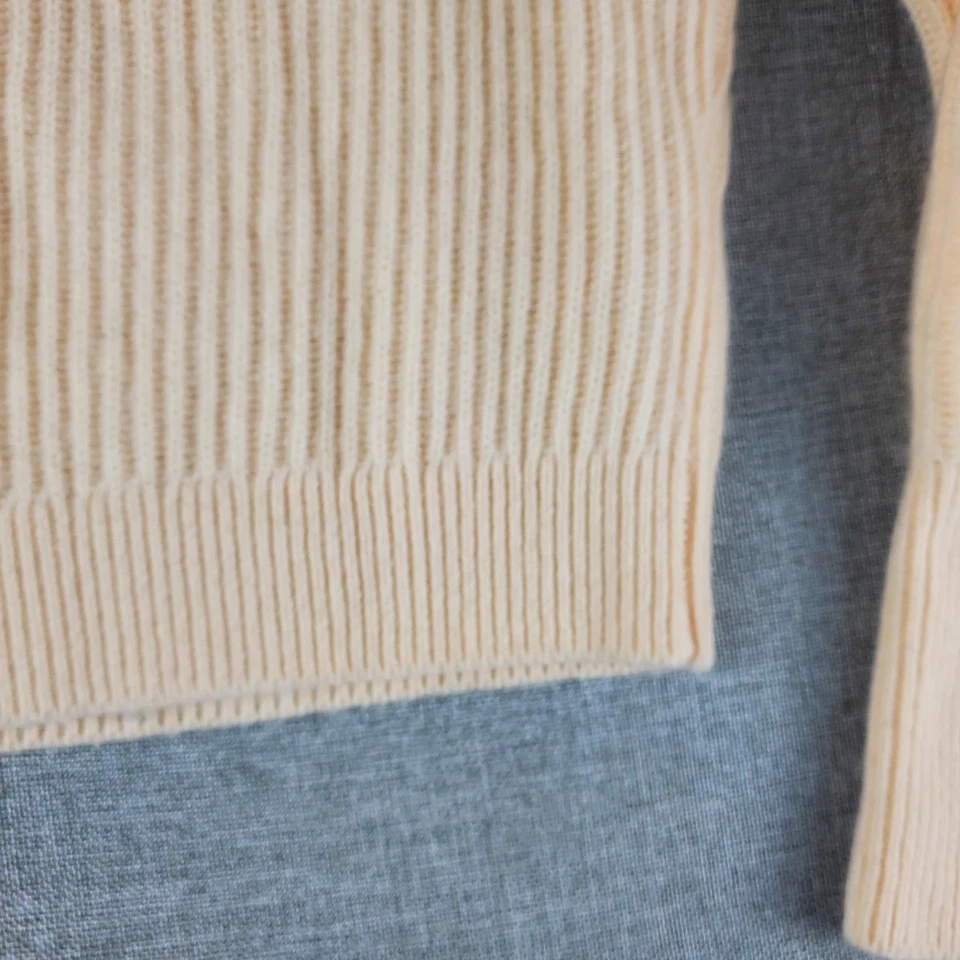 Suéter de cachemir J Crew cuello redondo para mujer pequeño tejido acanalado crema Foto 4 de 4