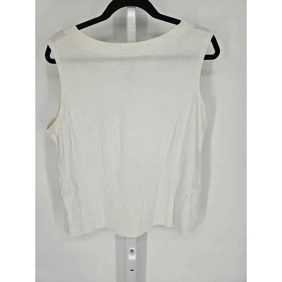 Camiseta sin mangas ultra suave de algodón blanco con cuello en V talla XL White Stag para mujer Foto 3 de 3