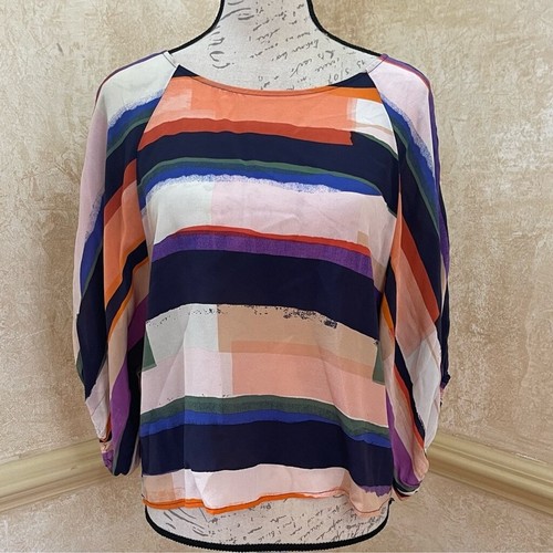 MAEVE Anthropologie Luxuriöse Seide Kimono Bluse Mehrfarbig Ballonärmel M - Bild 5 von 13