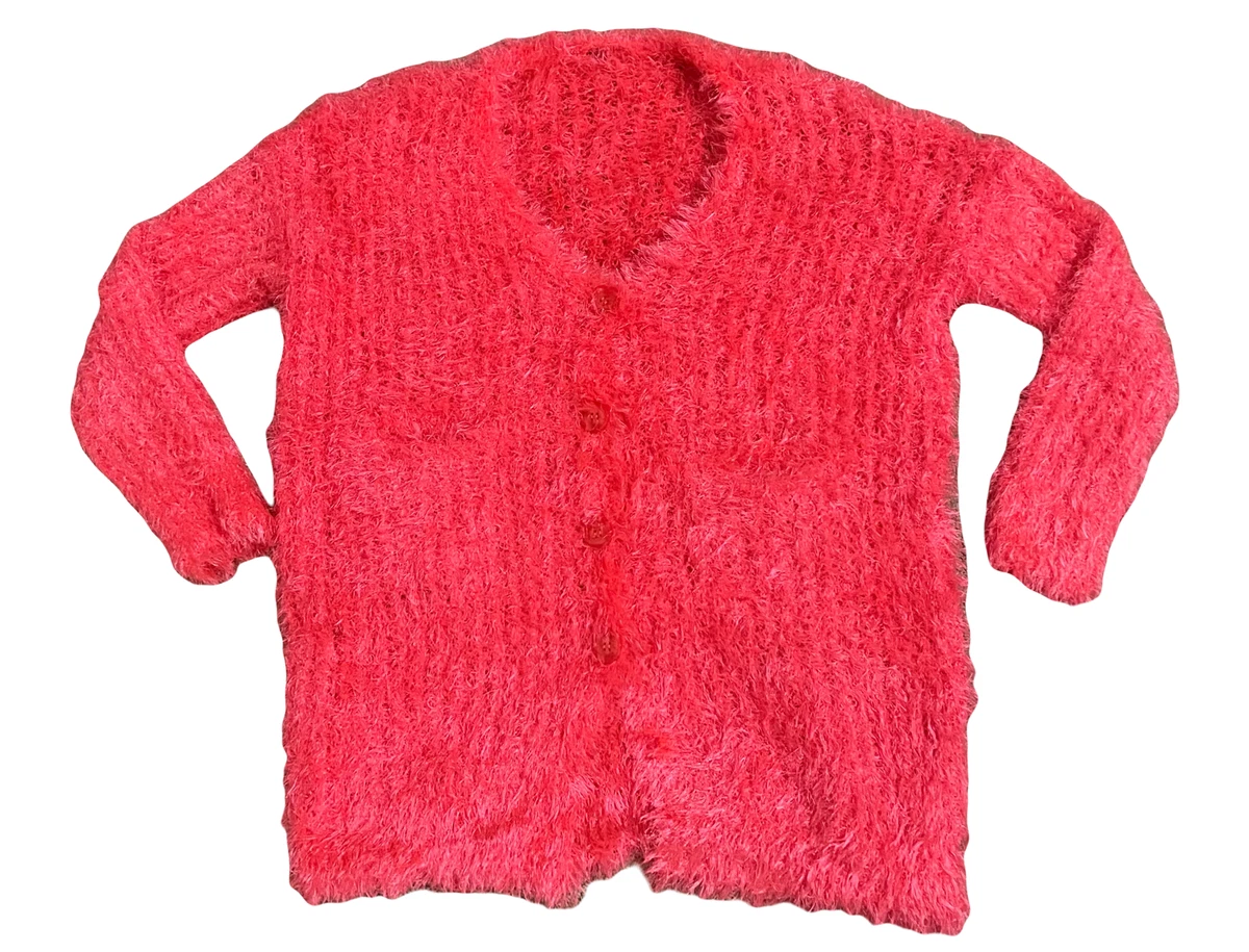 Shaggy top cardigan pink