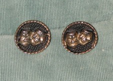 1960 era THEATER COMEDY & TRAGEDY MASKS DESIGN CUFF-LINK PAIR
