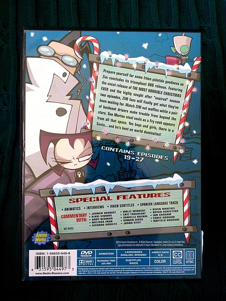  INVADER ZIM – VOLUME 3 : HORRIBLE HOLIDAY CHEER – DVD-R-1- VERY GOOD-FREE POST - Image 2 of 2