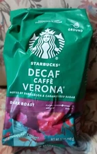 NOS Starbucks Dark Roast Decaf Cafe Verona Ground Coffee 12oz Best Before 7-2023