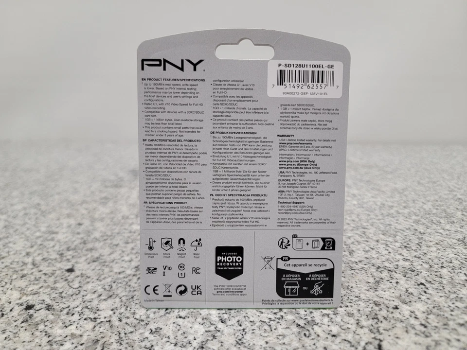 PNY 128 GB 100 MB/s UHS-I Elite SDXC Flash Card Full HD Video - Image 2 of 2