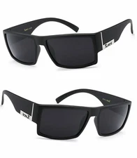 LOCS FLAT TOP BIKER GLASSES MEN DARK LENS LARGE GANGSTER BLACK OG SUNGLASSES UV