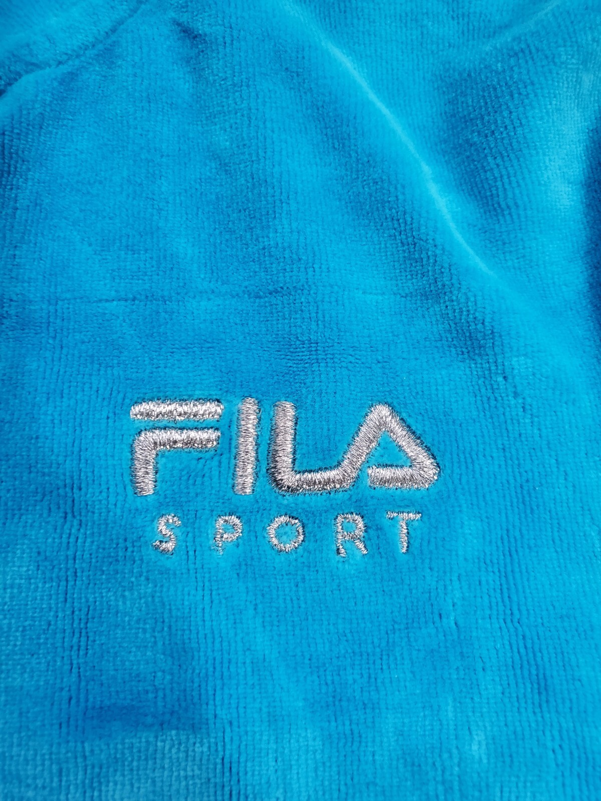 LADIES SIZE S FILA SPORT LONG SLEEVE FULL ZIP VELOUR AQUA COLOR HOODED JACKET