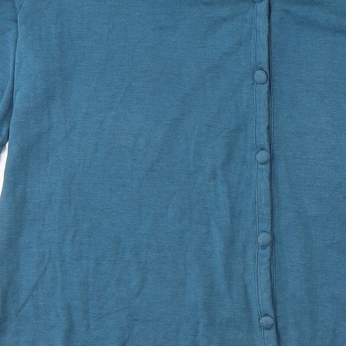 Charles Tyrwhitt Blue Silk Cotton V-Neck Blouse, L - Picture 8 of 12