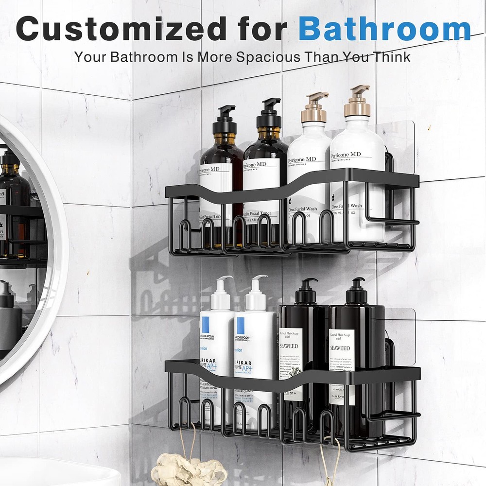 Shower Caddy 2 Pack,Adhesive Shower Organizer for Bathroom Storage&Home Decor...