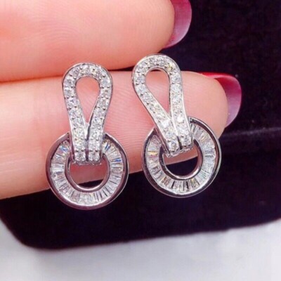 Sparkling 1.50Ct Round Cut Simulated Diamond Drop Earring 14K White Gold Plated