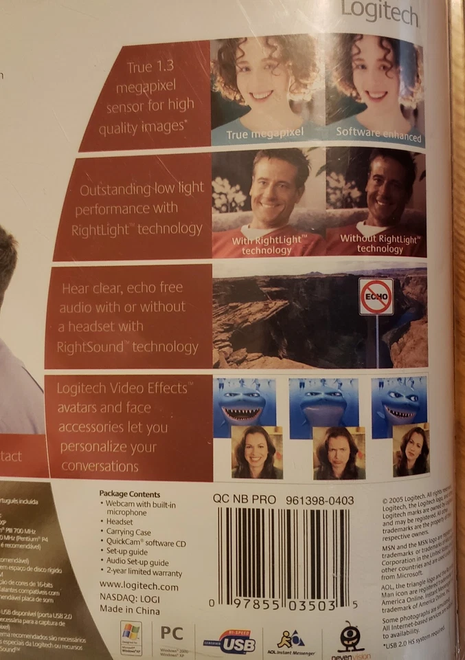 Logitech QuickCam For Notebooks Pro USB-2.0 Web Cam W/Microphone Sealed NEW - Image 4 of 4