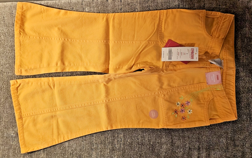 Girls Gymboree Spring Peach with Flowers Pants Embr Flower Adj Waist size 6 - Picture 2 of 6