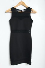 H&M Womens Mesh Trim Little Black Dress - Size UK 6 (b10)